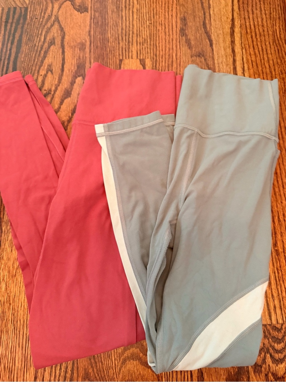 S - Women’s Athleta Colorblock Leggings in Rose Pink and Light Gray - set of 2